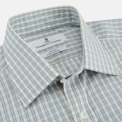 Pale Blue Multi Check Cotton Regular Fit Mayfair Shirt Image 1