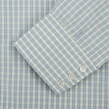 Pale Blue Multi Check Cotton Regular Fit Mayfair Shirt Image 2