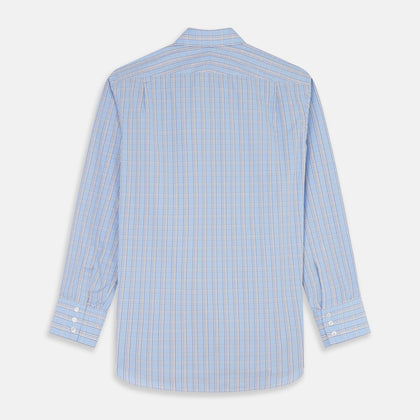 Pale Blue Multi-check Cotton Regular Fit Mayfair Shirt Image 4