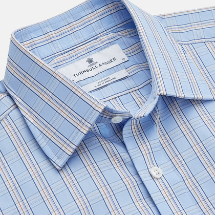 Pale Blue Multi-check Cotton Regular Fit Mayfair Shirt Image 1