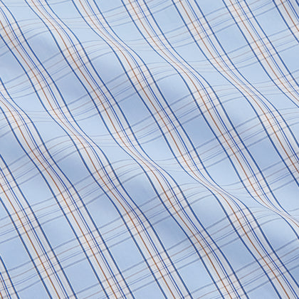 Pale Blue Multi-check Cotton Regular Fit Mayfair Shirt Image 3