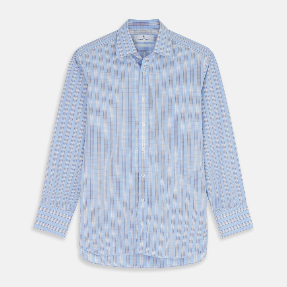 Pale Blue Multi-check Cotton Regular Fit Mayfair Shirt