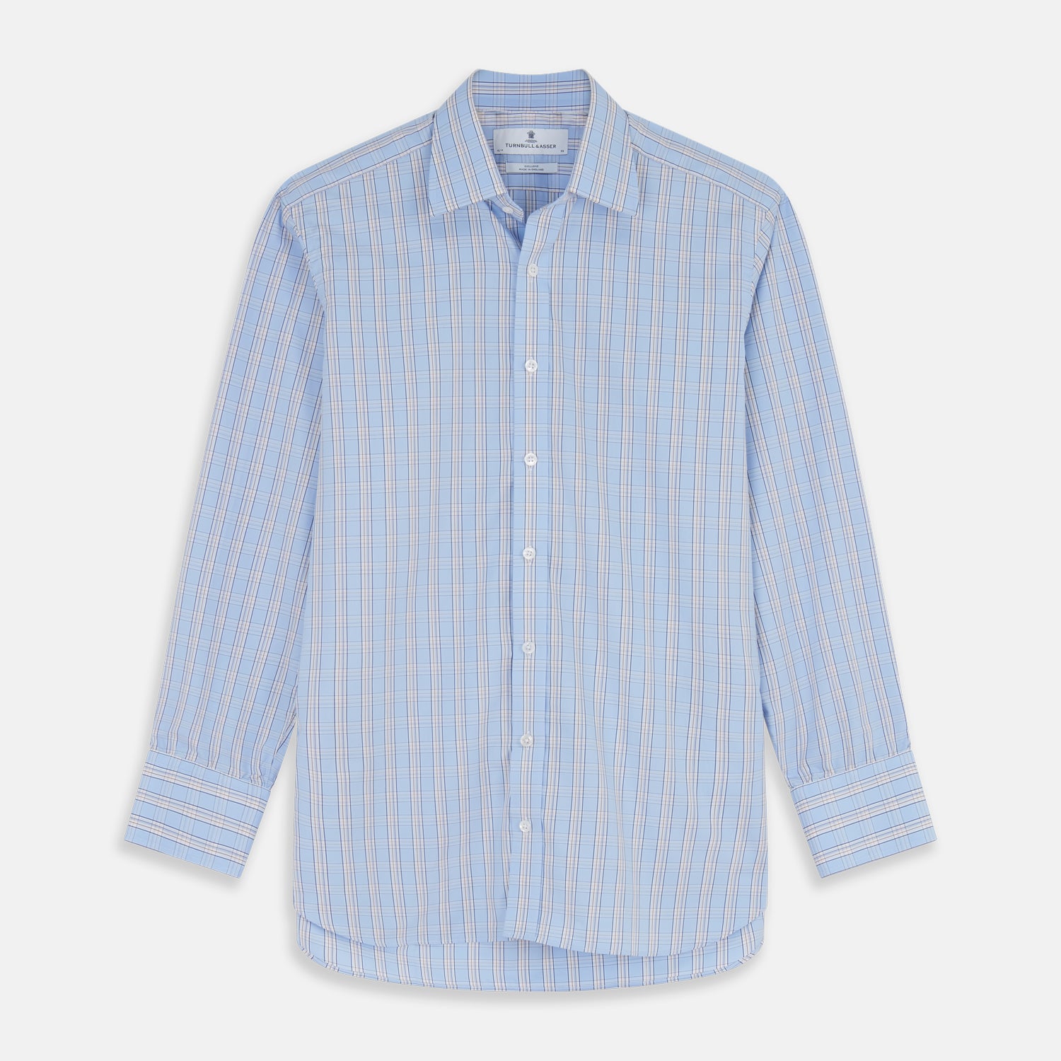View 1 of product Pale Blue Multi-check Cotton Regular Fit Mayfair Shirt