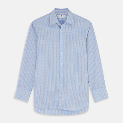 Pale Blue Multi-check Cotton Regular Fit Mayfair Shirt