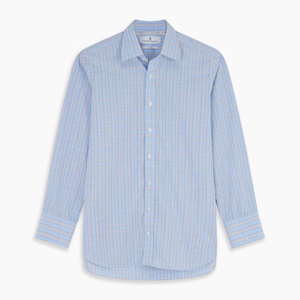 Pale Blue Multi-check Cotton Regular Fit Mayfair Shirt Image 5
