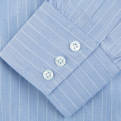 Navy Textured Cotton Regular Fit Mayfair Shirt Image 3