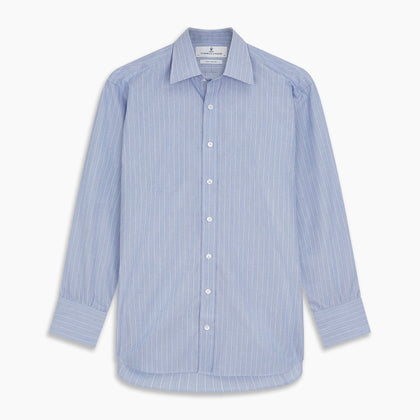 Navy Textured Cotton Regular Fit Mayfair Shirt Image 4