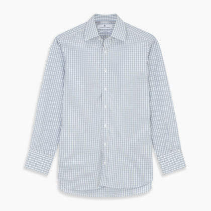 Pale Blue Multi Check Cotton Regular Fit Mayfair Shirt Image 5