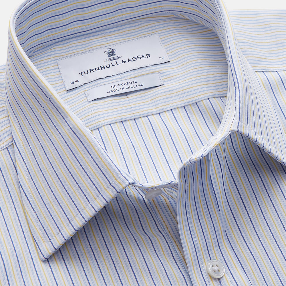 Light Blue and Yellow Stripe Cotton RE-PURPOSE Mayfair Shirt