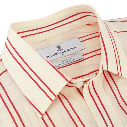 Red and Off-White Stripe Cotton Weekend Fit Finch Shirt Image 2