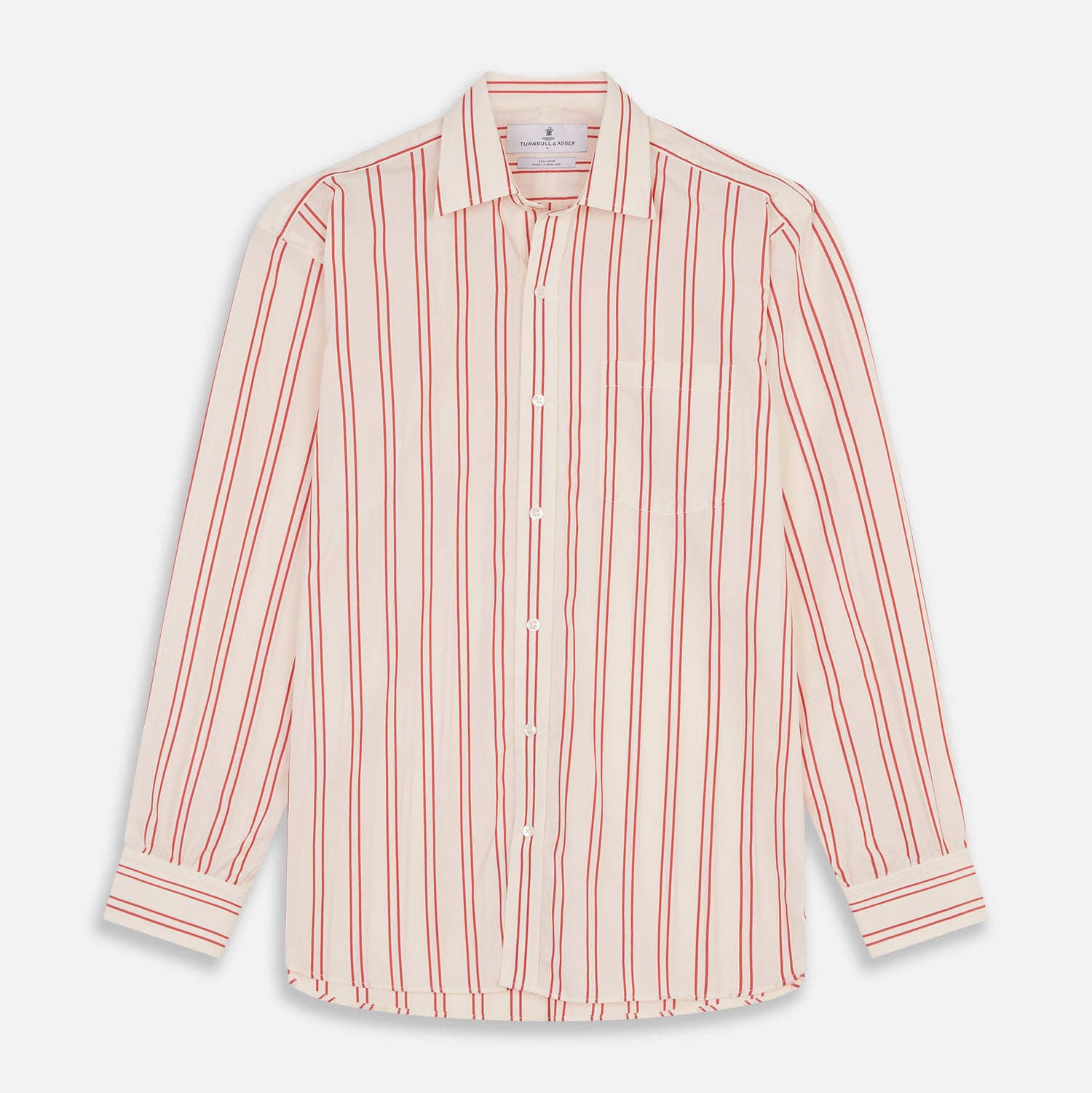 View 2 of product Red and Off-White Stripe Cotton Weekend Fit Finch Shirt