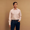 View 1 of product Red and Off-White Stripe Cotton Weekend Fit Finch Shirt
