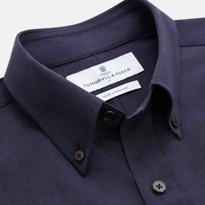 Navy Wool Blend Weekend Fit Hayne Shirt Image 2