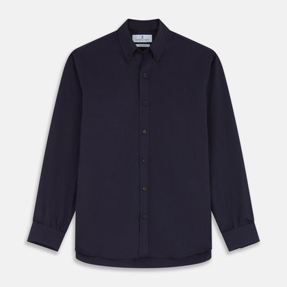 Navy Wool Blend Weekend Fit Hayne Shirt Image 1