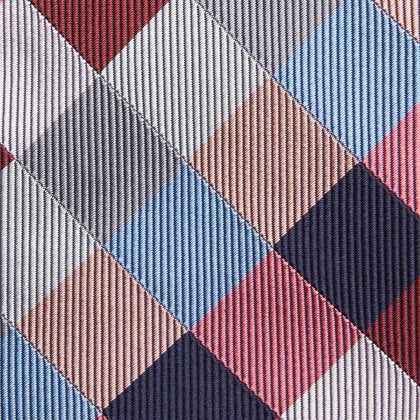 Pink and Blue Checkerboard Silk Tie Image 2