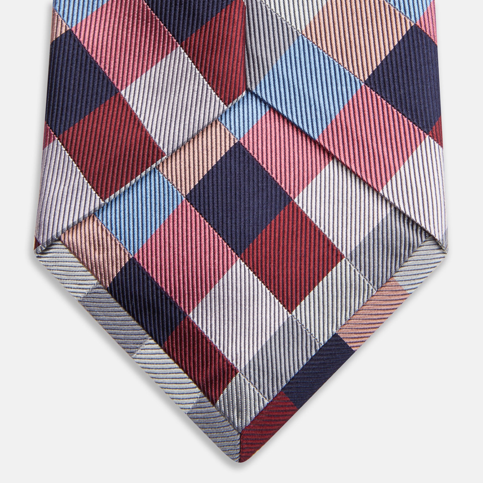 Pink and Blue Checkerboard Silk Tie
