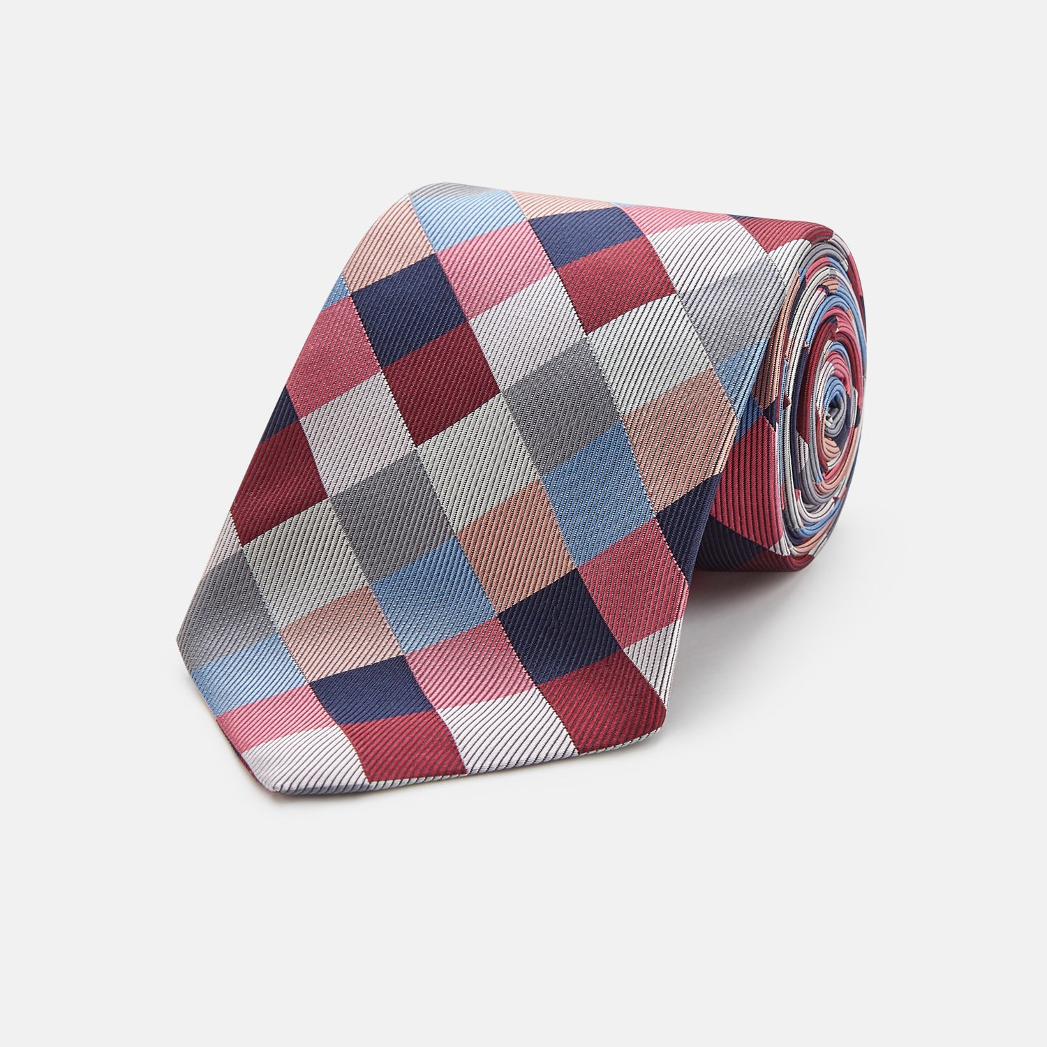 View 1 of product Pink and Blue Checkerboard Silk Tie