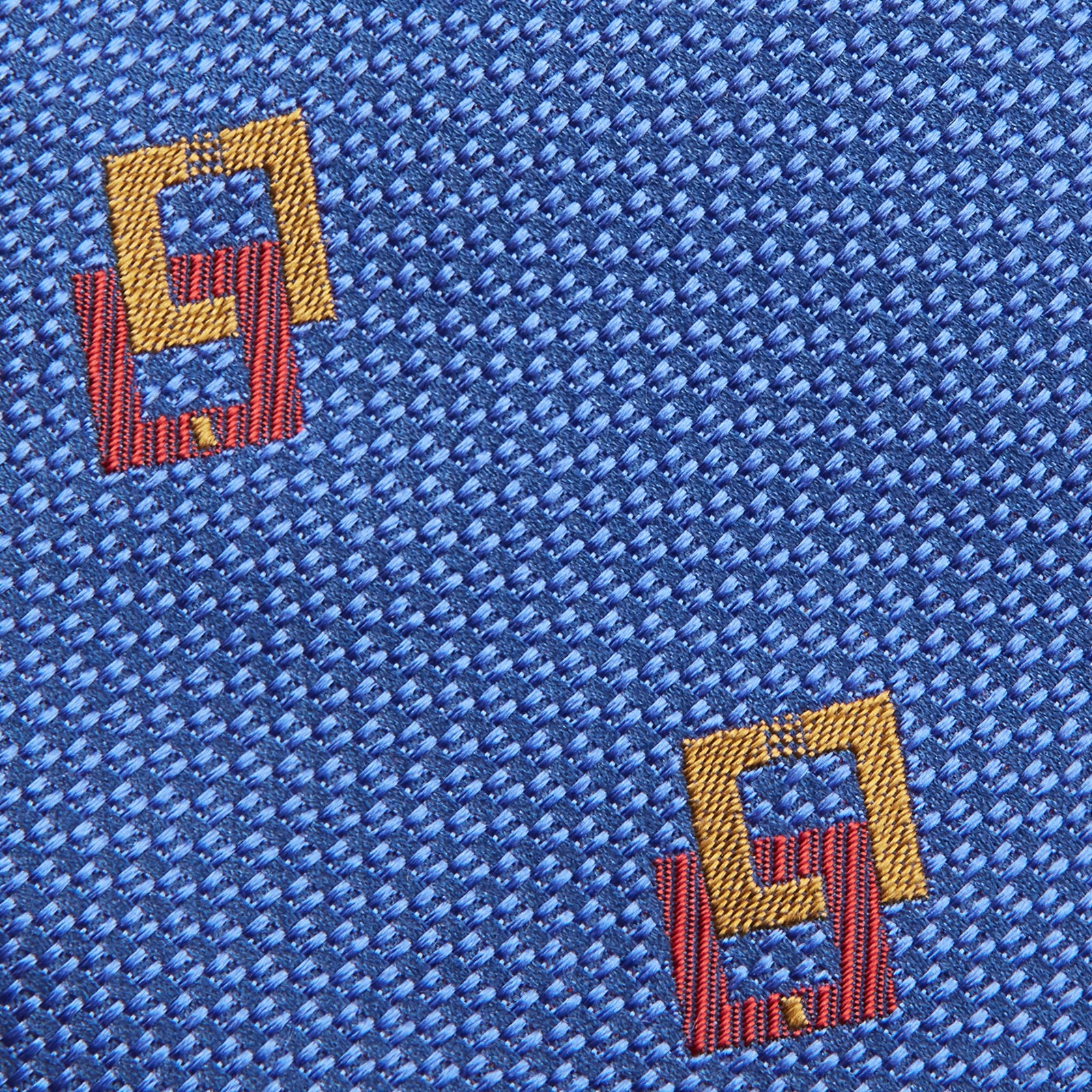 Blue Geometric Squares Silk Tie