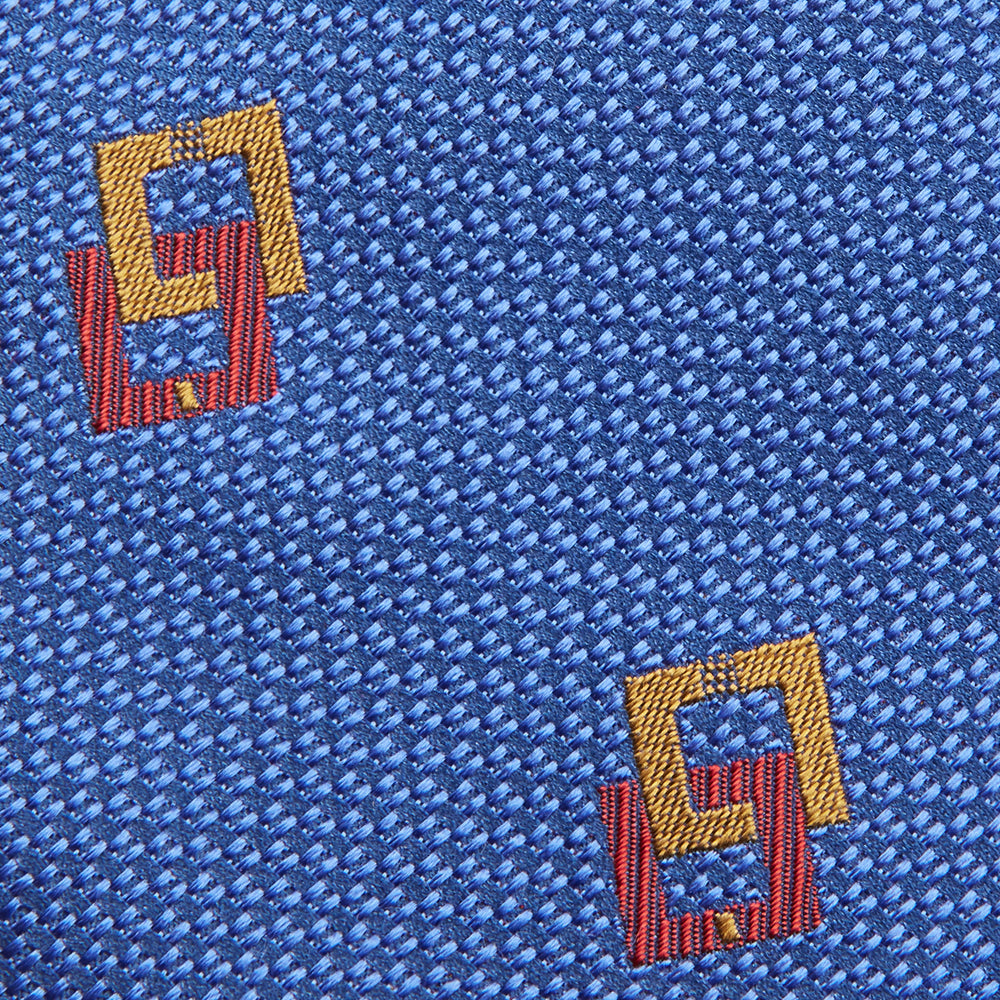 Blue Geometric Squares Silk Tie
