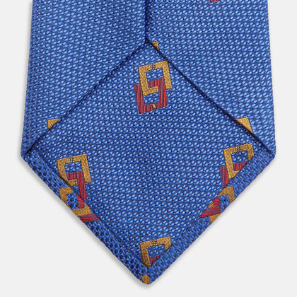 Blue Geometric Squares Silk Tie Image 3