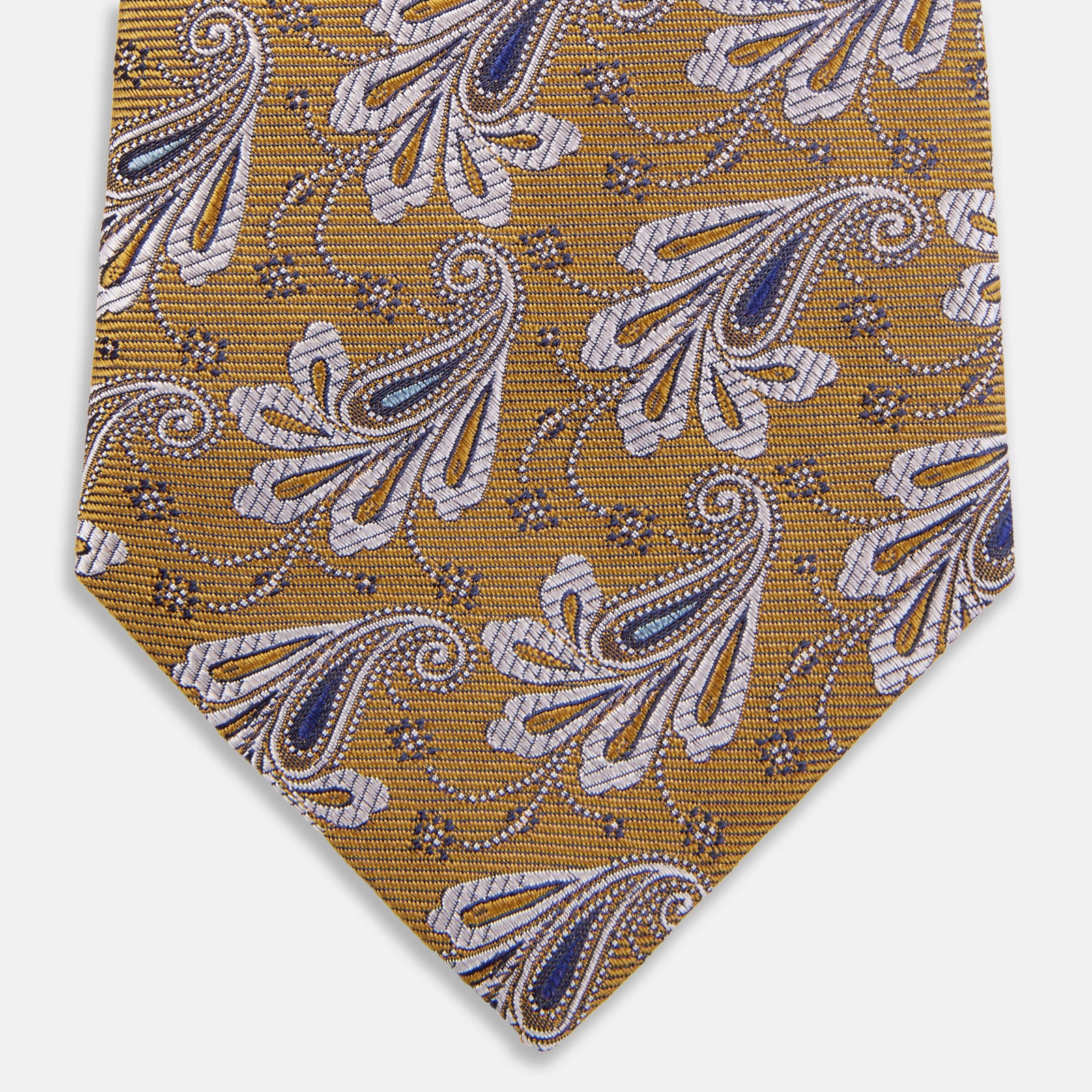 Golden Paisley Pattern Silk Tie