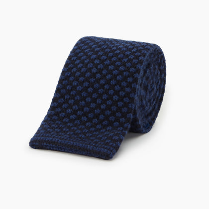 Navy Multi Cashmere Knitted Tie Image 4