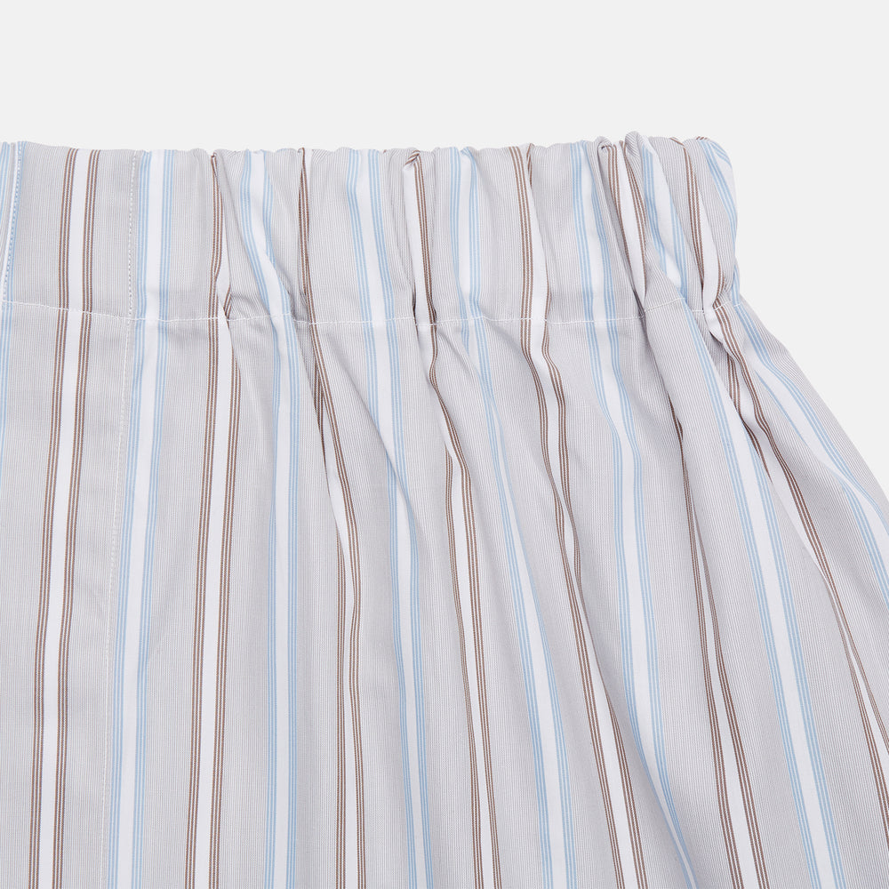 Beige and Light Blue Multi Stripe Cotton Godfrey Boxer Shorts