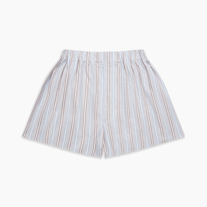 Beige and Light Blue Multi Stripe Cotton Godfrey Boxer Shorts Image 2