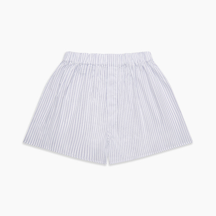 White and Blue Halo Stripe Cotton Godfrey Boxer Shorts Image 2