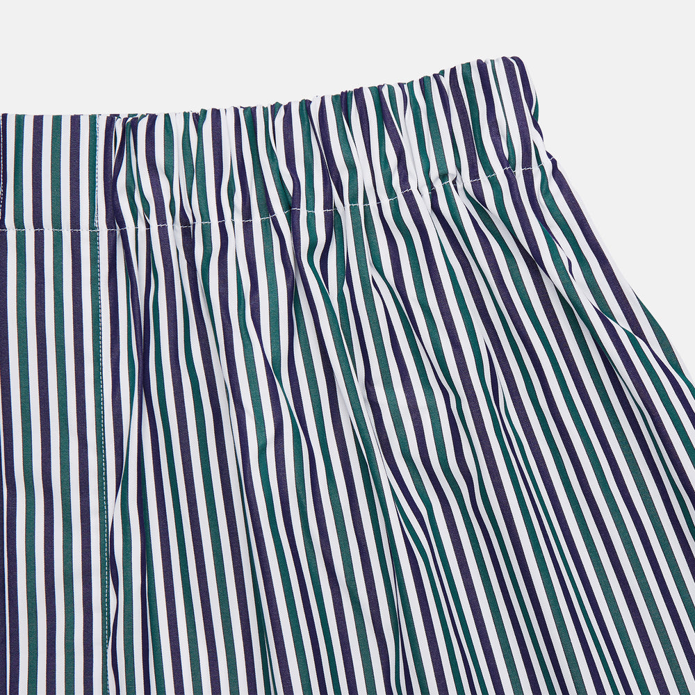 Green and Blue Stripe Cotton Godfrey Boxer Shorts