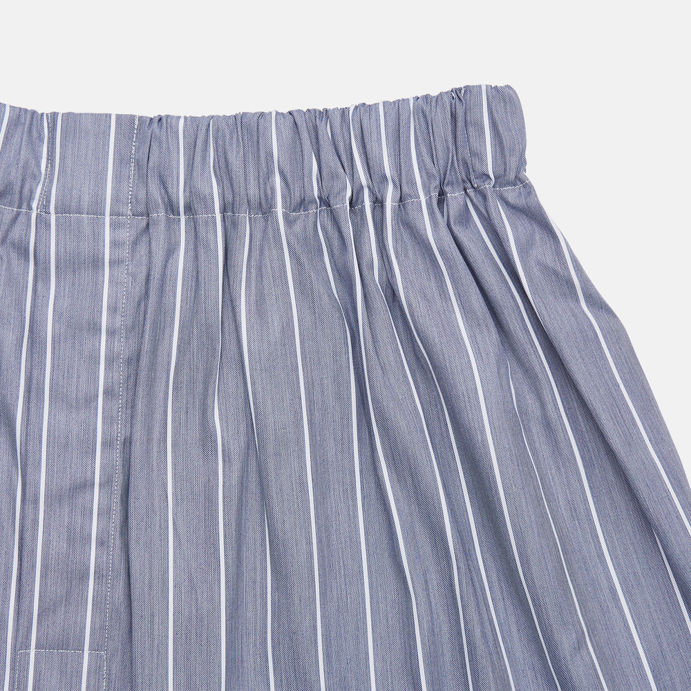 Pale Blue and White Pinstripe Cotton Blend Godfrey Boxer Shorts