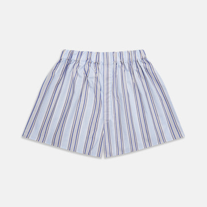 Pale Blue and Yellow Multi Stripe Cotton Godfrey Boxers