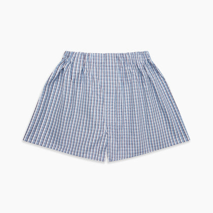 Blue and White Check Cotton Godfrey Boxers Image 2
