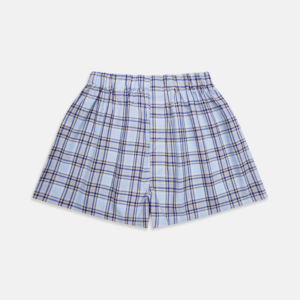 Pale Blue and Yellow Multi Check Cotton Godfrey Boxers