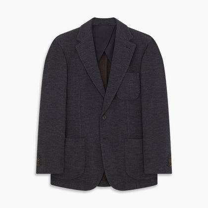 Navy Cashmere Blend Henley Blazer Image 4