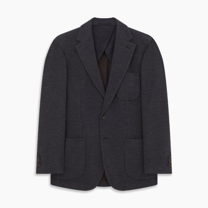 Navy Cashmere Blend Henley Blazer Image 4