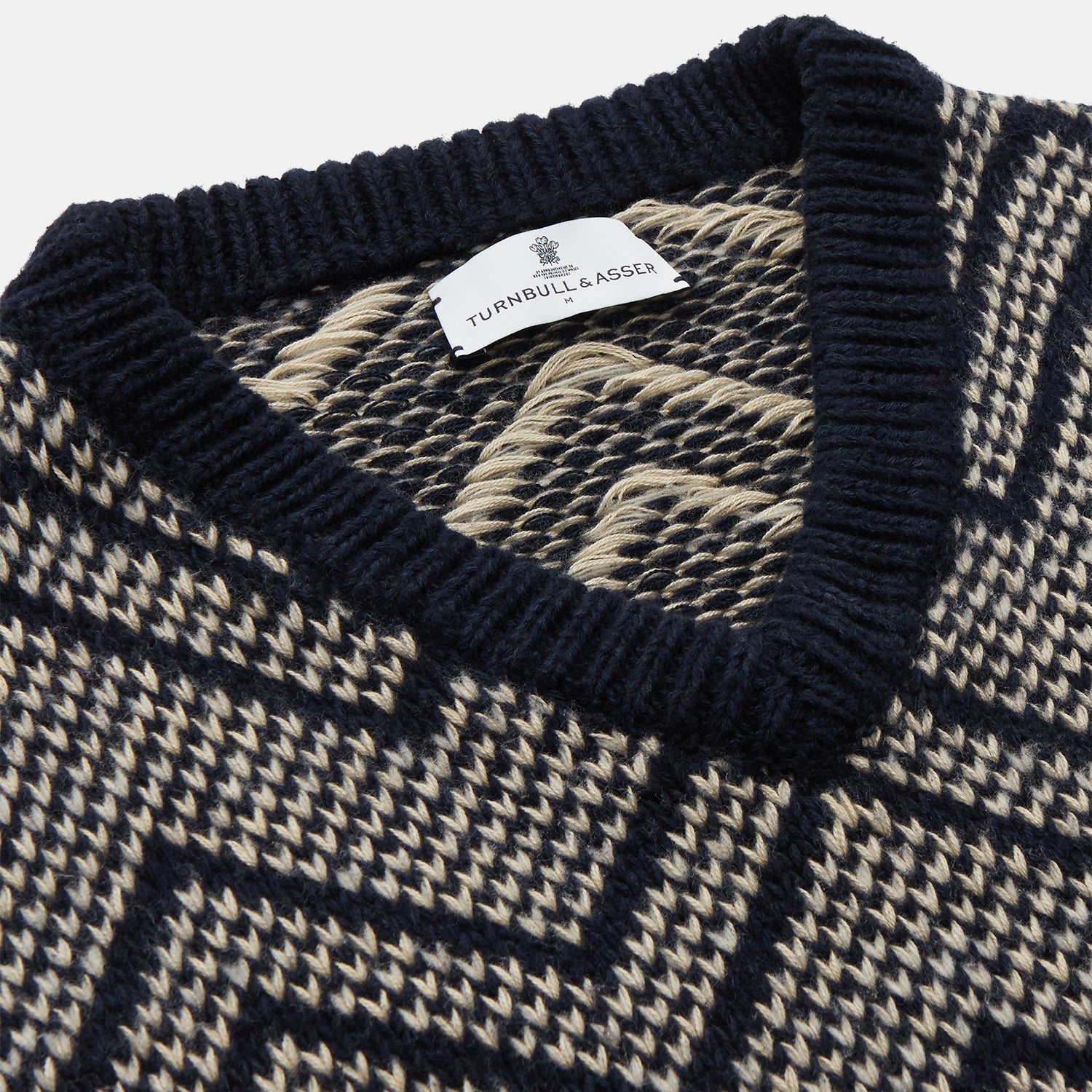 View 2 of product Navy and White Wool Blend Albion Chunky Slipover
