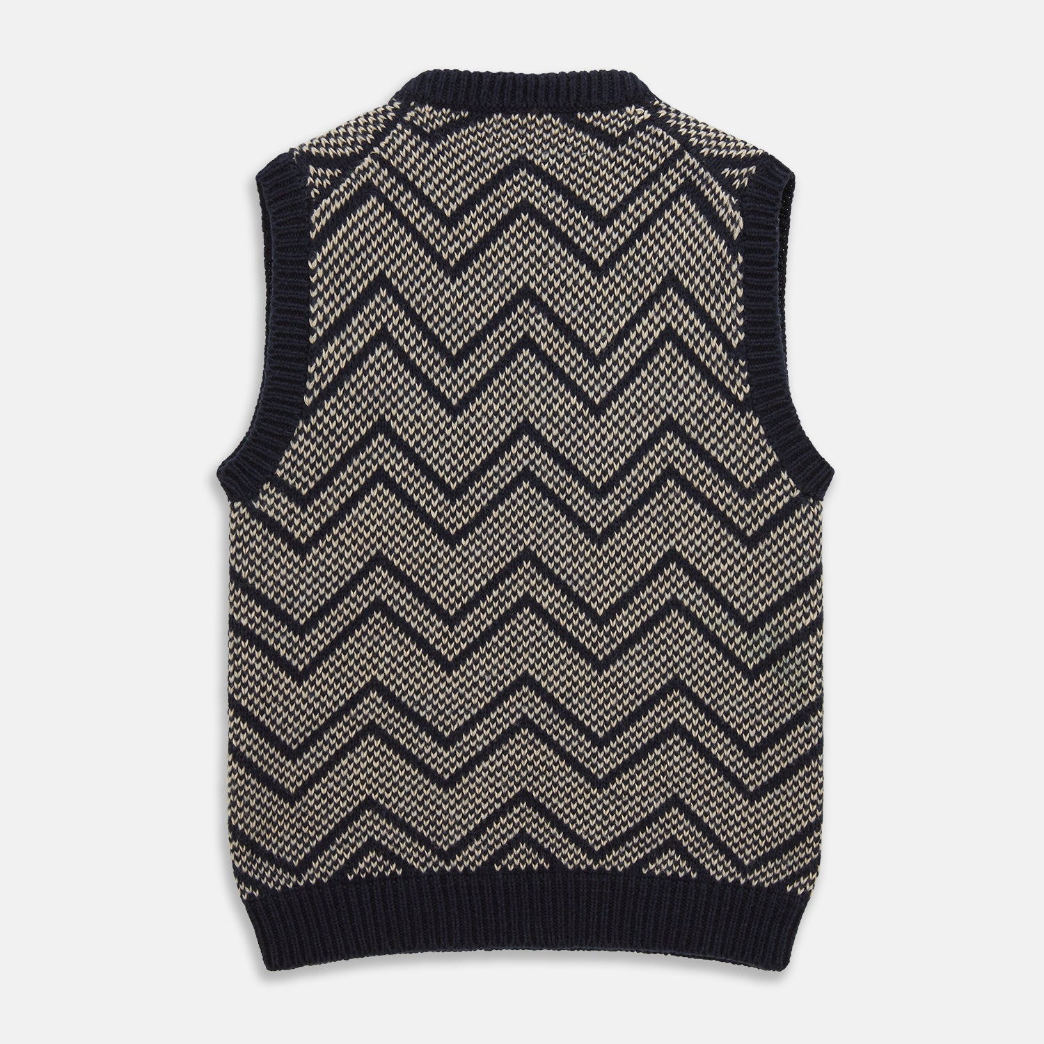 View 3 of product Navy and White Wool Blend Albion Chunky Slipover