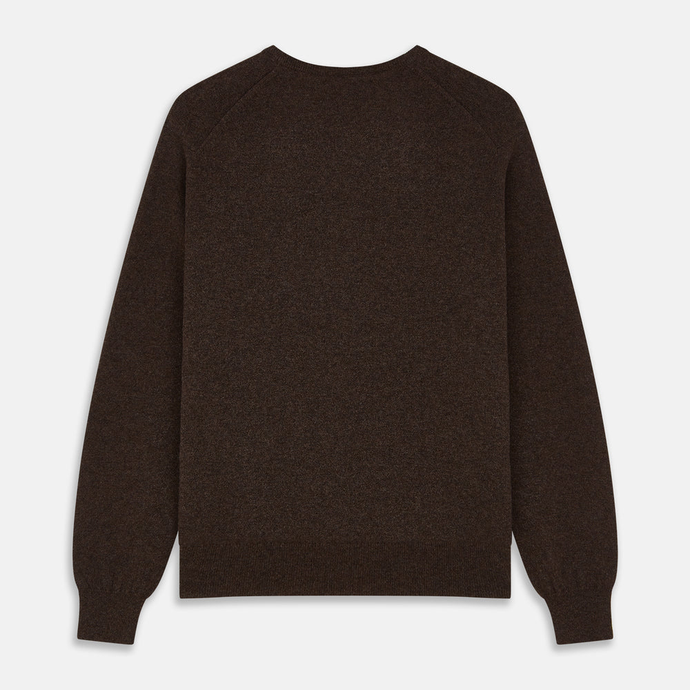 Brown Cashmere V-neck Paden Jumper