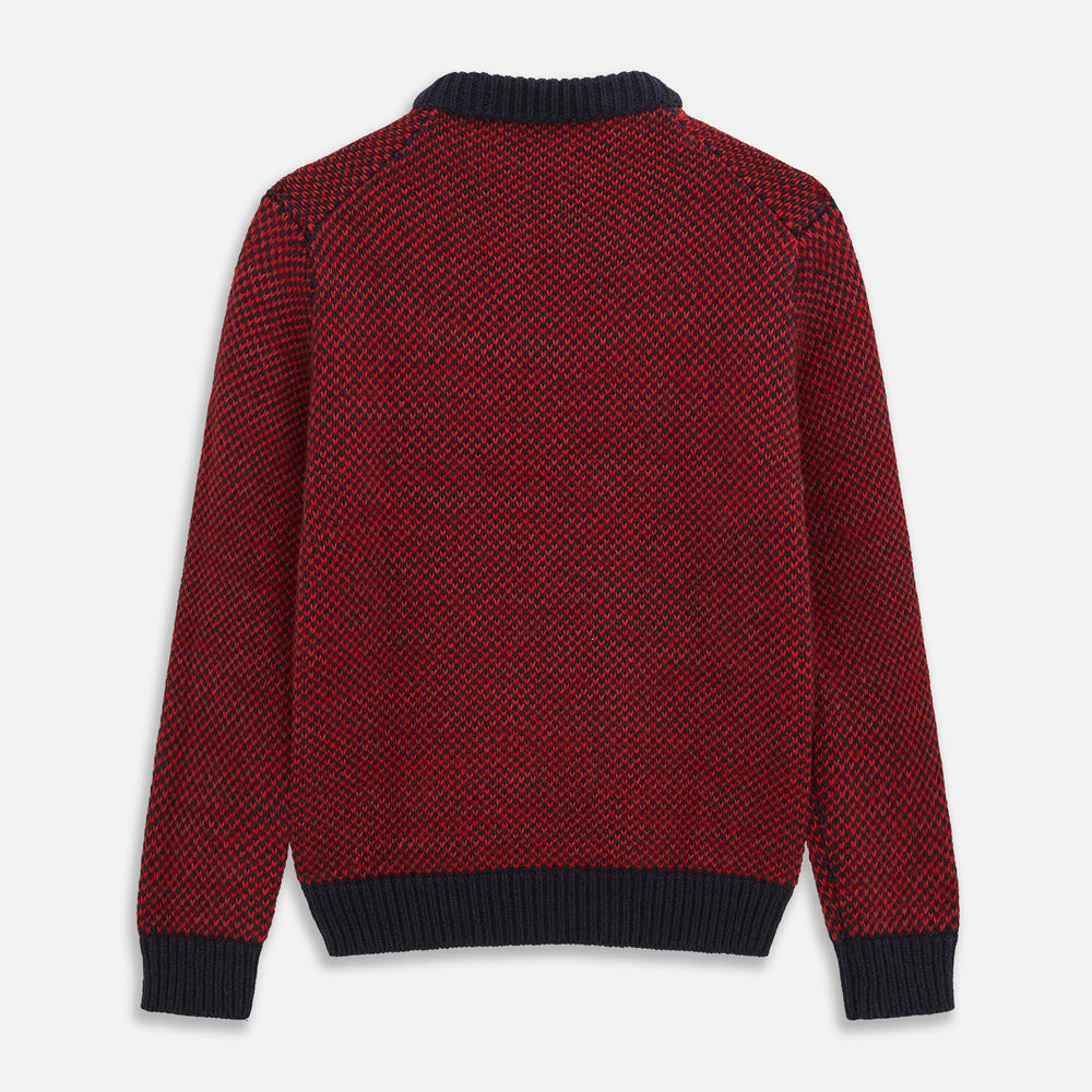 Red and Navy Wool Blend Billy Jumper