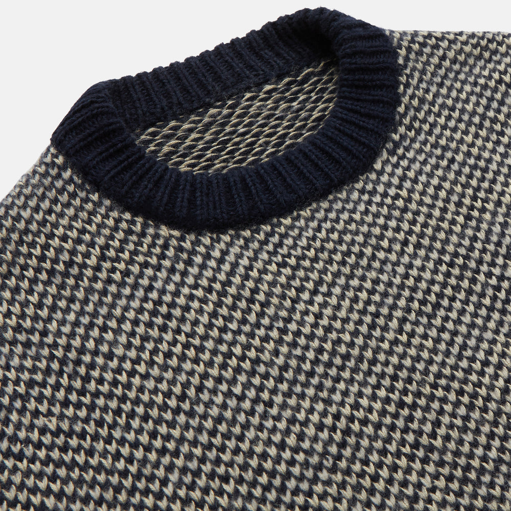 Navy and White Wool Blend Billy Jumper