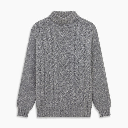 Oatmeal Cashmere Melange Clark Roll Neck Jumper Image 3