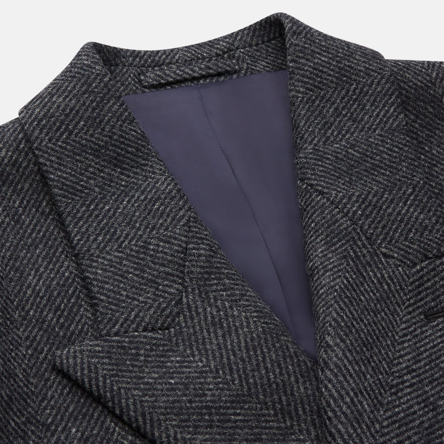 View 3 of product Grey Herringbone Wool Double Breasted Highgrove Overcoat