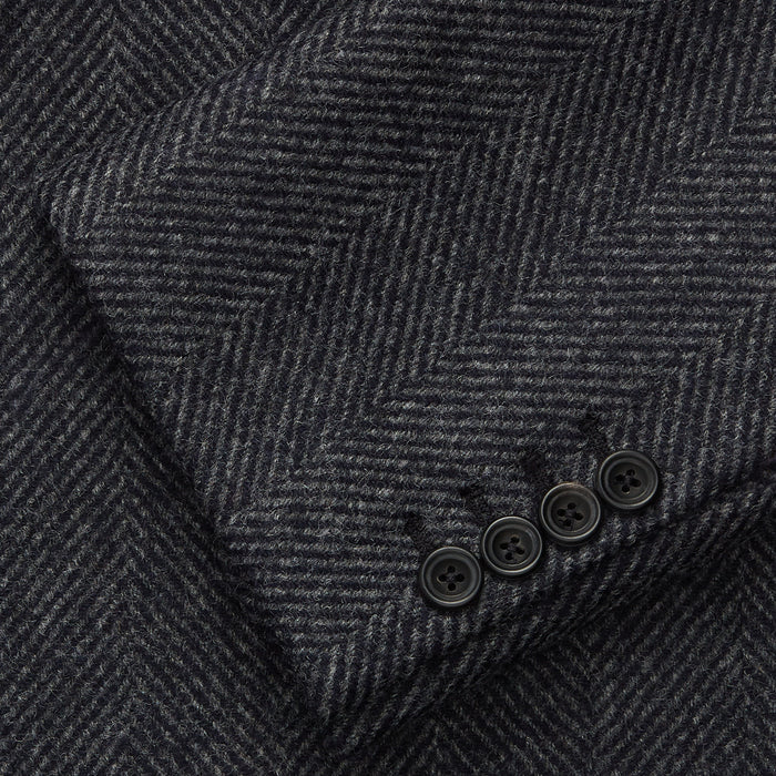 Grey Herringbone Wool Double Breasted Highgrove Overcoat Image 1