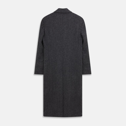 Grey Herringbone Wool Double Breasted Highgrove Overcoat Image 3