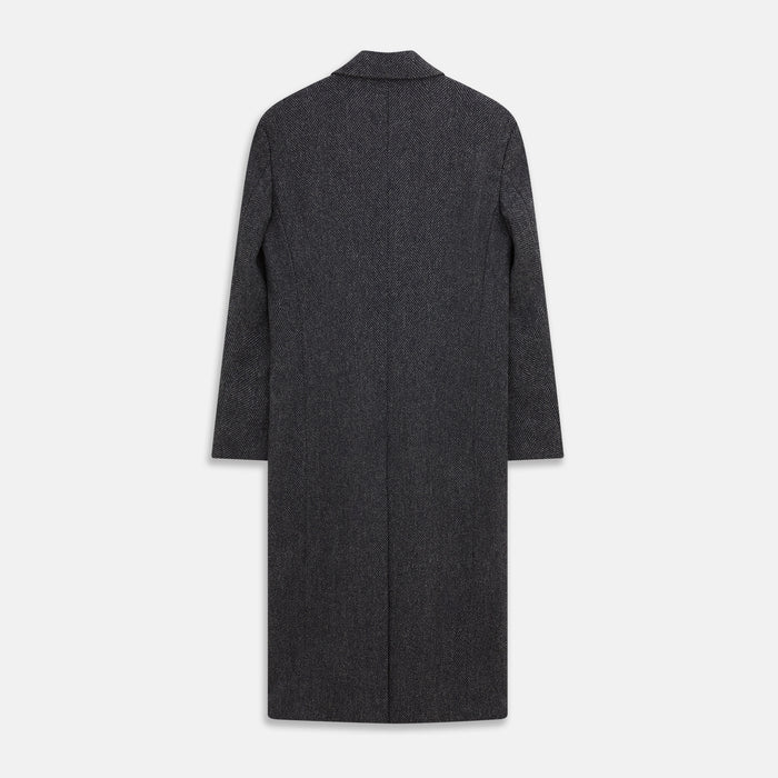 Grey Herringbone Wool Double Breasted Highgrove Overcoat Image 3