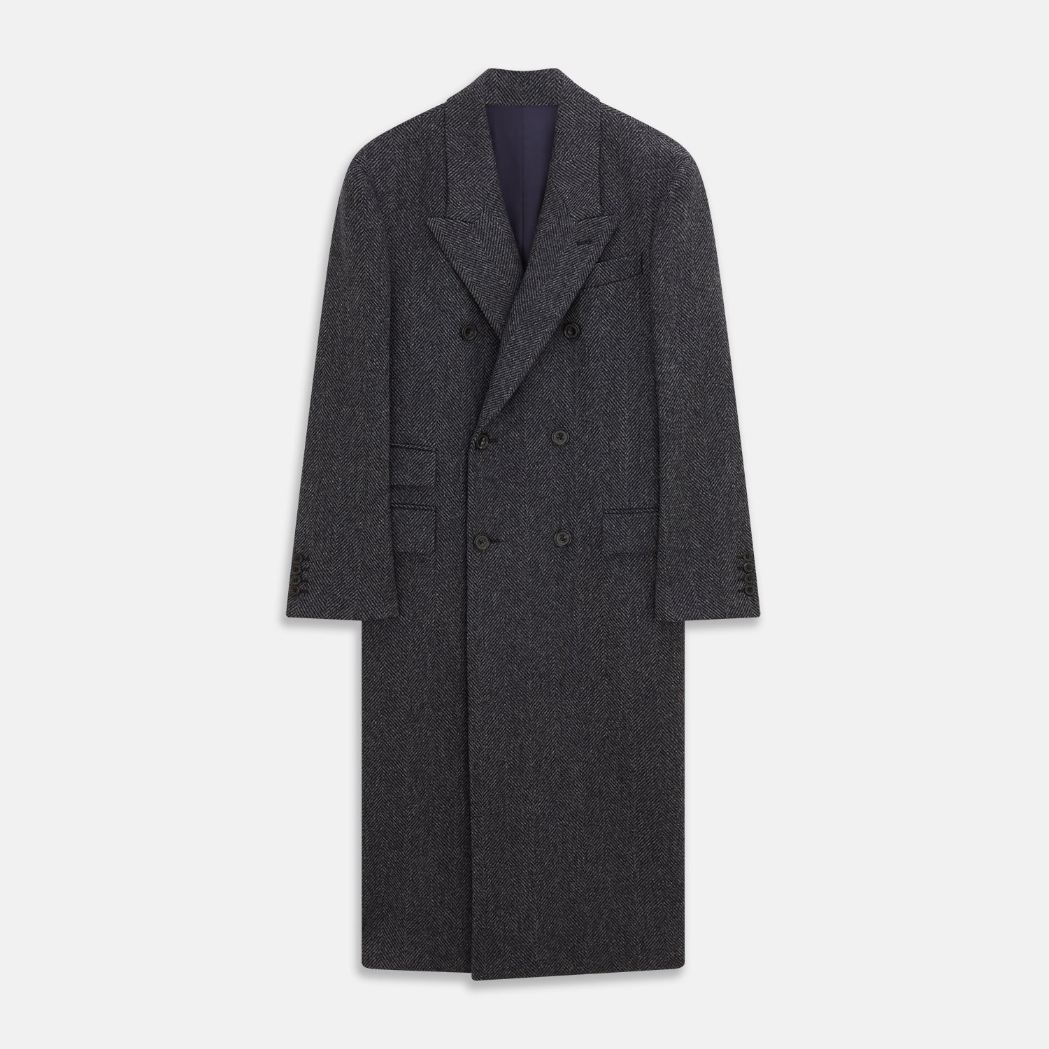 View 1 of product Grey Herringbone Wool Double Breasted Highgrove Overcoat