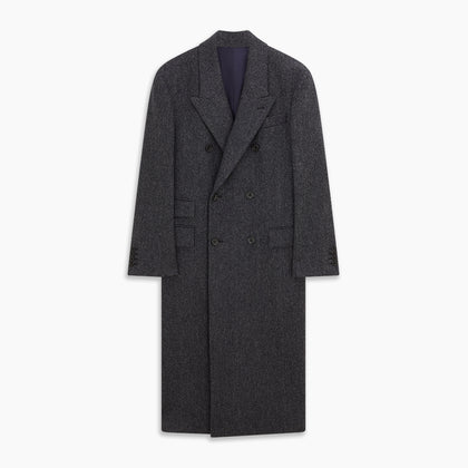 Grey Herringbone Wool Double Breasted Highgrove Overcoat Image 4