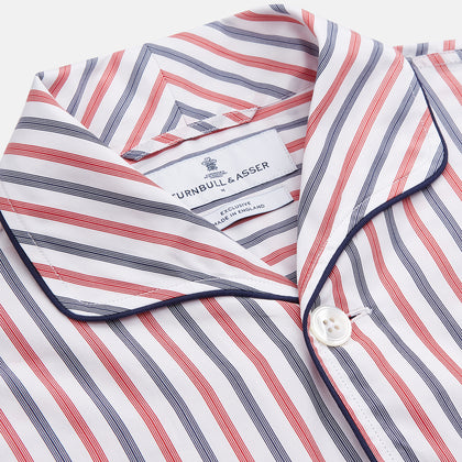 Red and Blue Stripe Cotton Quin Pyjamas Image 1