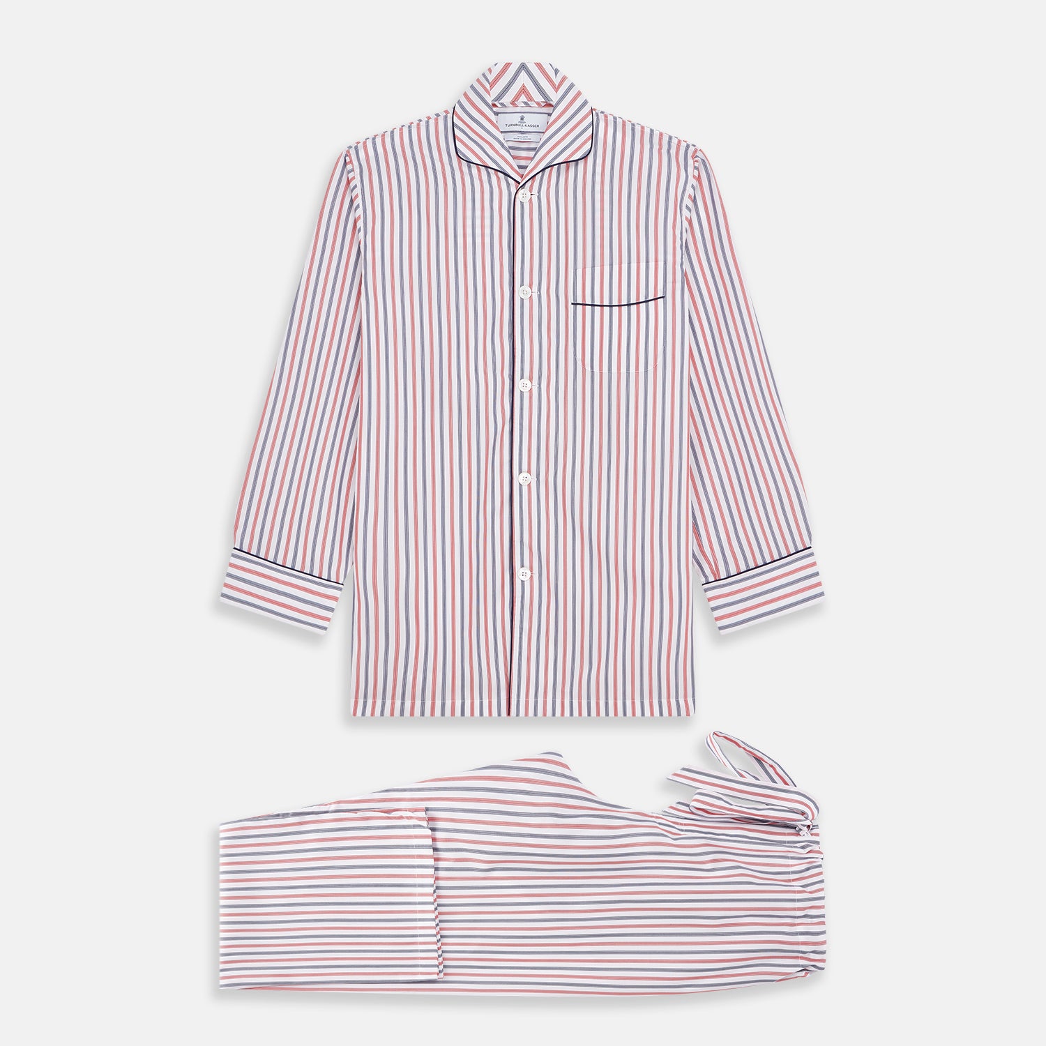 View 1 of product Red and Blue Stripe Cotton Quin Pyjamas